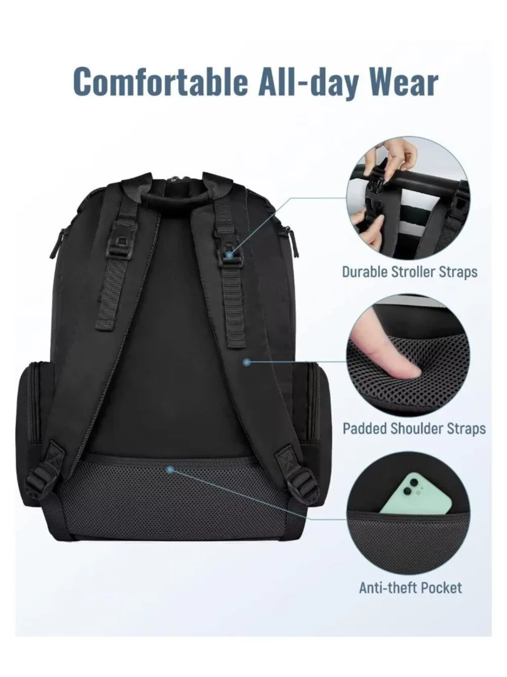 Mancro Diaper Bag Backpack Dad Diaper Bag with 2 Insulated Pockets Large
